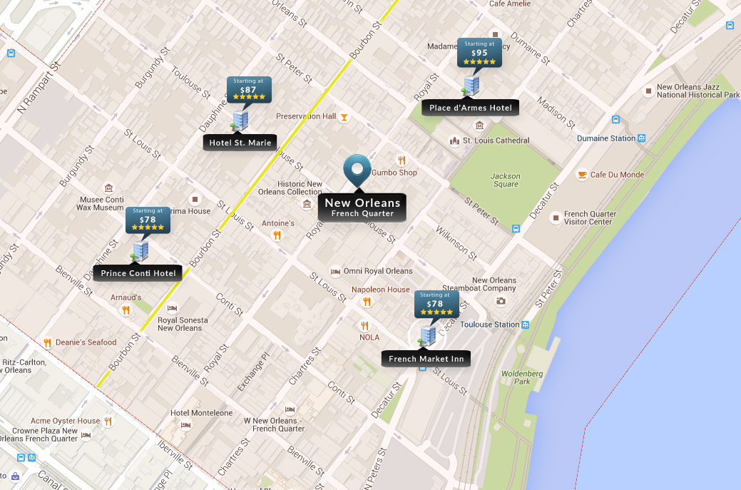 New Orleans Hotels Map French Quarter Nola Uptown Downtown 0985